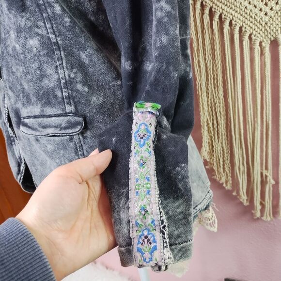 Aratta‎ Silent Journey Acid Wash Tapestry Women's Jacket Blazer Medium - Picture 3 of 9